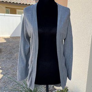 Absolutely Creative Worldwide Gray Eyelet Cardigan Women Size Medium